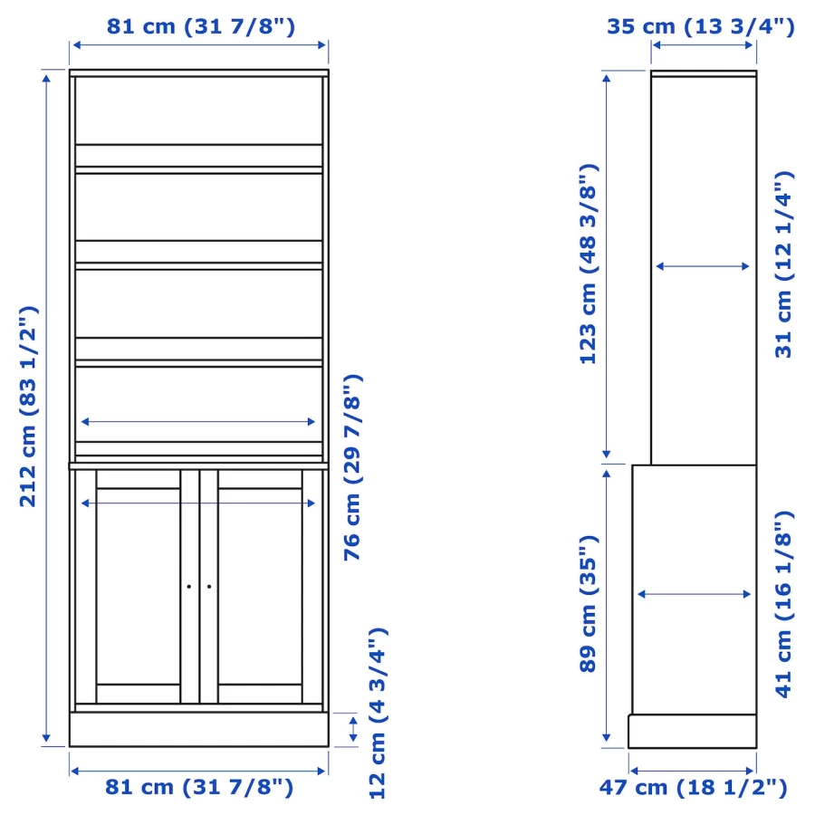 Книжный шкаф - HAVSTA IKEA/ ХАВСТА ИКЕА,  212х81 см, серый (изображение №6)