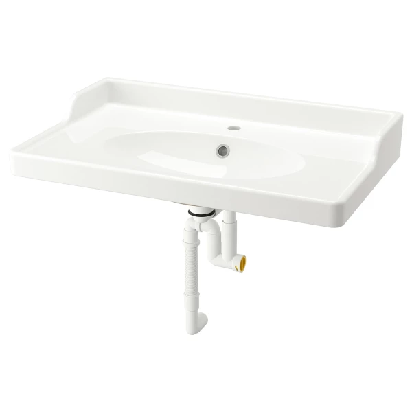 Раковина с сифоном - IKEA RUTSJÖN/RUTSJON, 82х49 см, белый, РУТСЕН ИКЕА