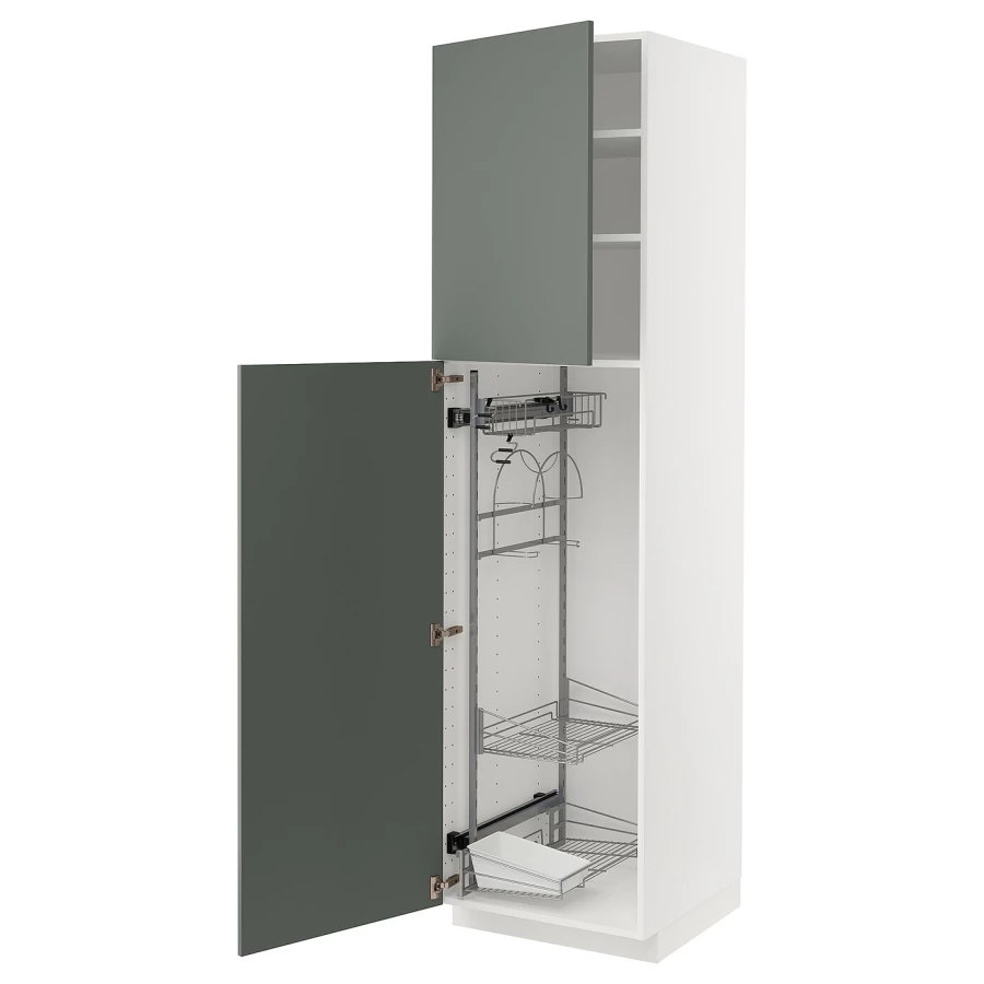 Высокий шкаф/бытовой - IKEA METOD/МЕТОД ИКЕА, 220х60х60 см, белый/темно-зеленый (изображение №1)