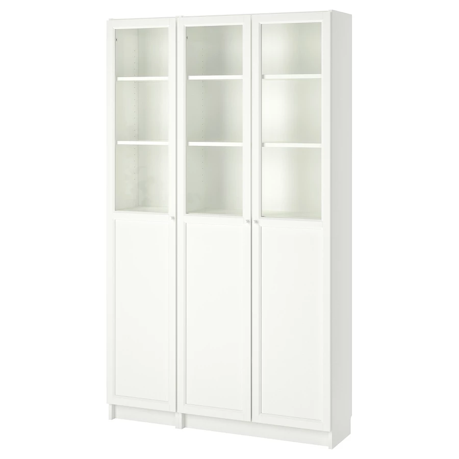 Книжный шкаф с дверцей - BILLY/OXBERG IKEA/ БИЛЛИ/ОКСБЕРГ ИКЕА, 30х120х202 см, белый (изображение №1)