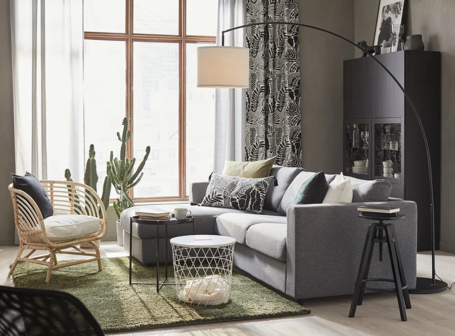 3-местный диван с шезлонгом - IKEA VIMLE, 98x241см, темно-серый, ВИМЛЕ ИКЕА (изображение №5)