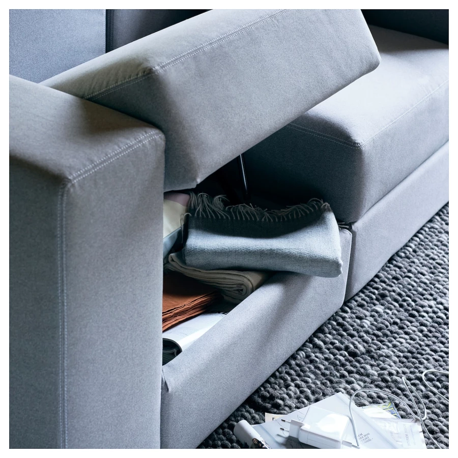 2-местный диван - IKEA JÄTTEBO/JATTEBO, 87x95x190см, серый/светло-серый, ЙЕТТЕБО ИКЕА (изображение №3)