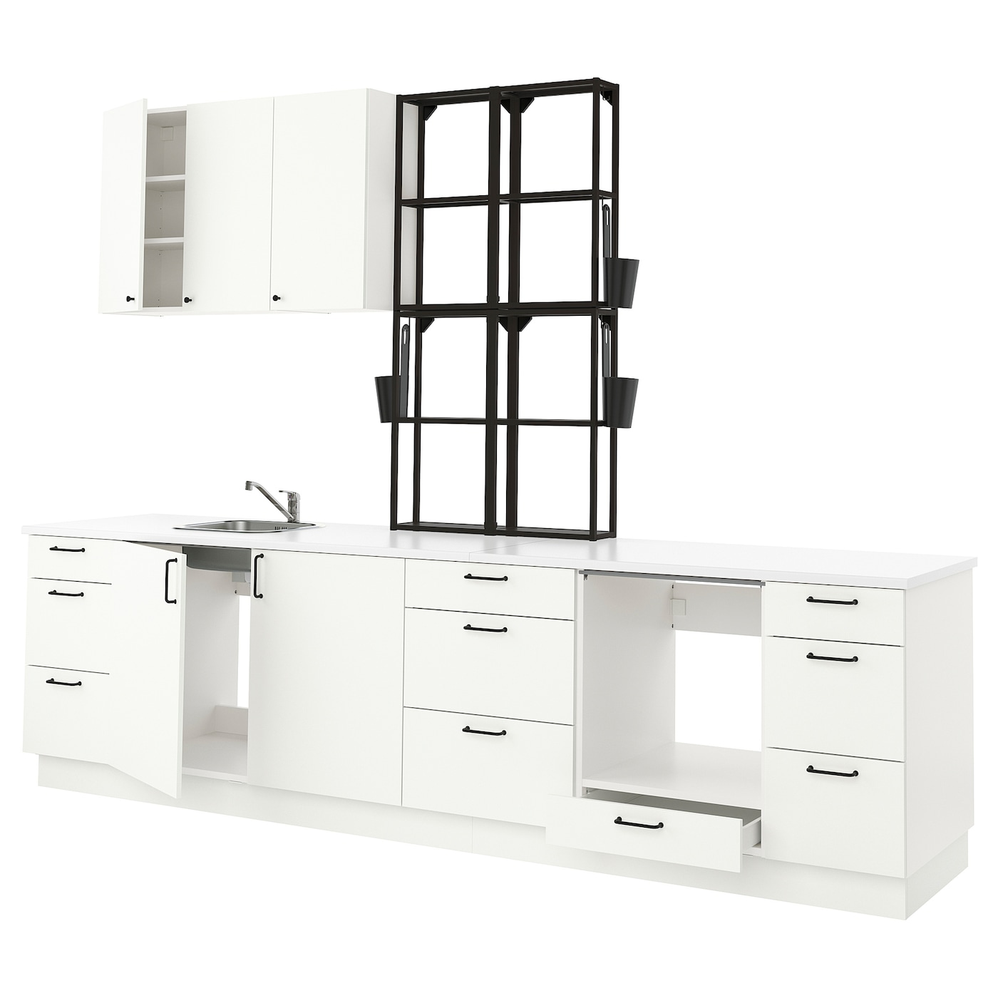 Кухня - ENHET  IKEA/ ЭНХЕТ ИКЕА, 323х241 см, белый/черный