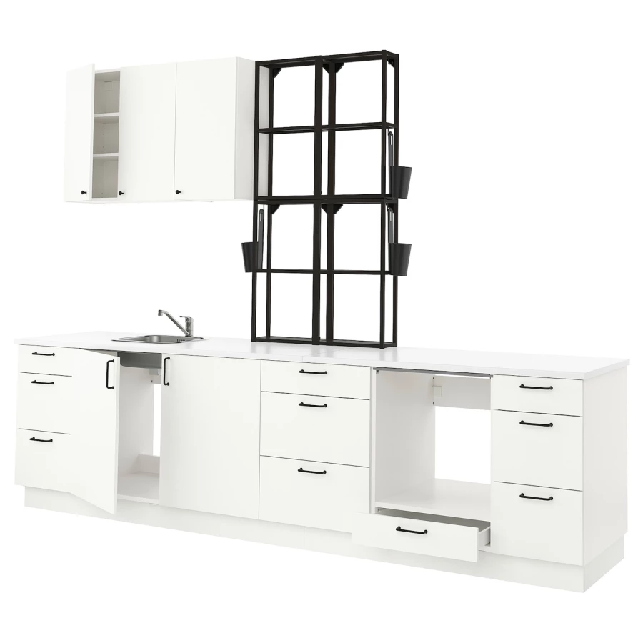 Кухня - ENHET  IKEA/ ЭНХЕТ ИКЕА, 323х241 см, белый/черный (изображение №1)