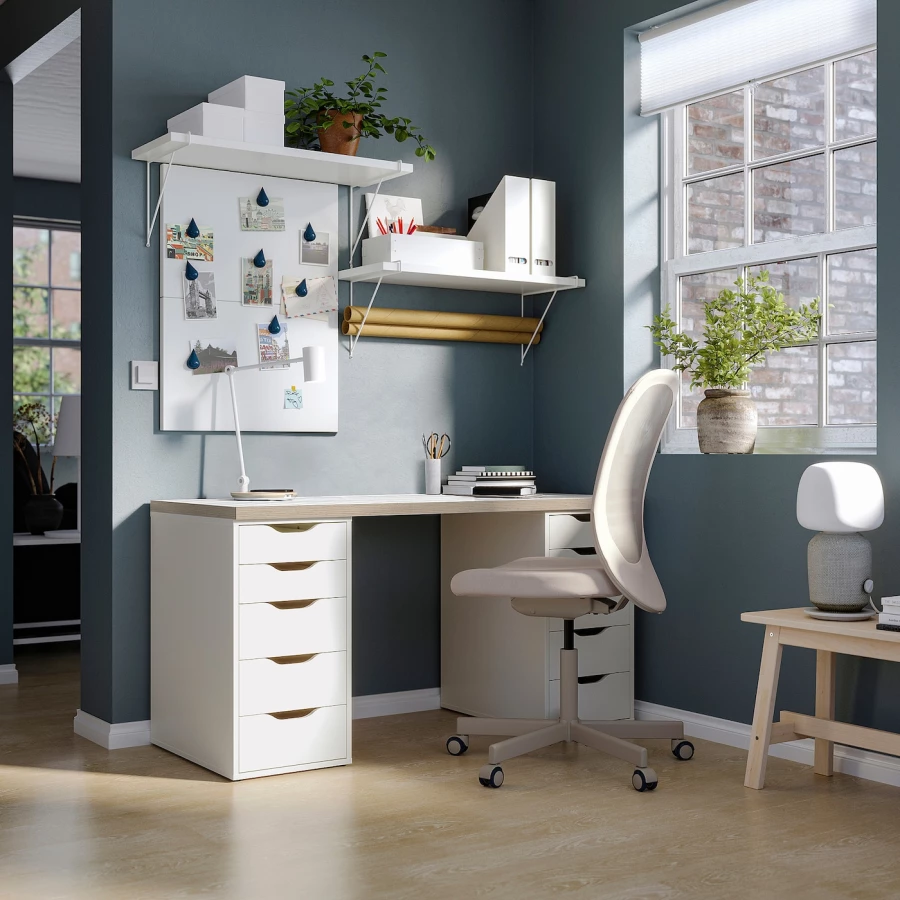 Письменный стол с ящиками - IKEA LAGKAPTEN/ALEX/ АЛЕКС/ЛАГКАПТЕН ИКЕА, 140x60 см, белый антрацит (изображение №8)