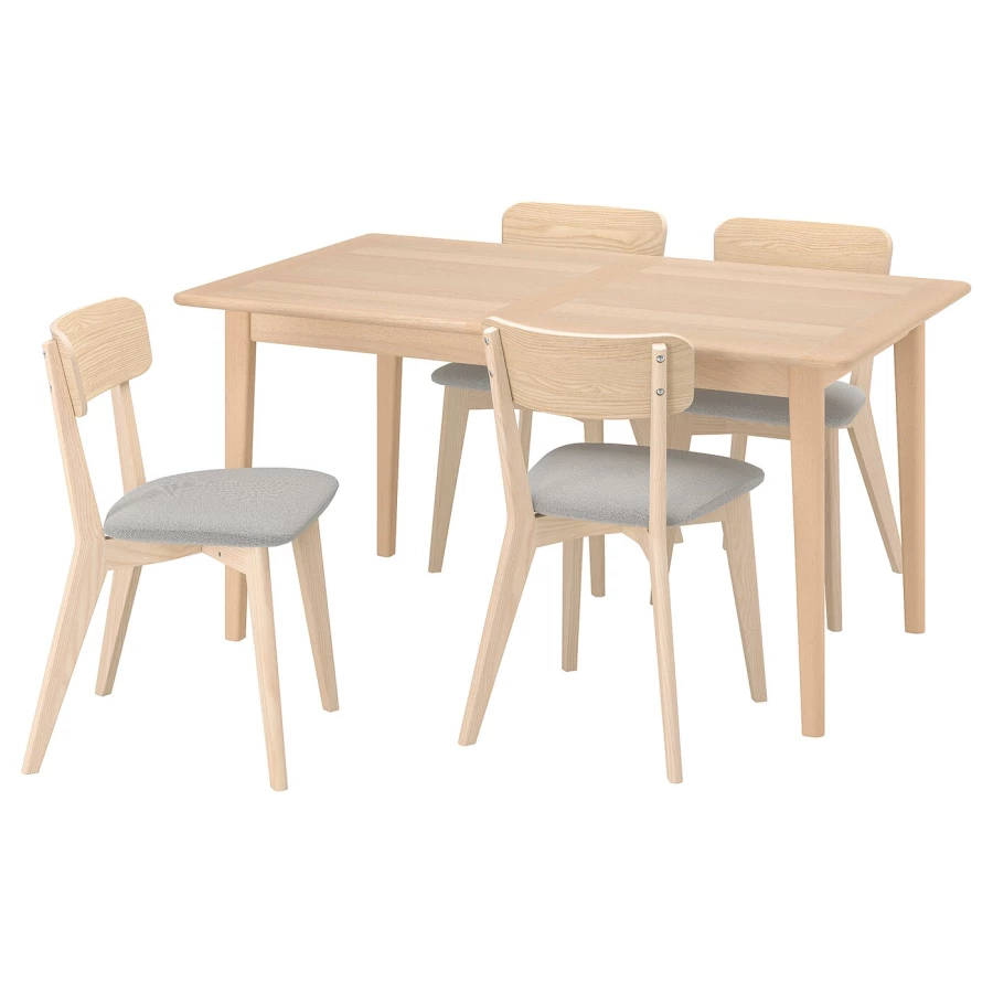 Стол и 4 стула - SKANSNÄS / LISABO/SKANSNАS IKEA/ СКАНСНАС/  ЛИСАБО ИКЕА, 90х75 см,  под беленый дуб (изображение №1)