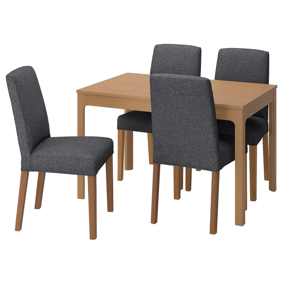 Стол и 4 стула - EKEDALEN / BERGMUND IKEA/ ЭКАДАЛЕН /БЕРГМУНД ИКЕА, 120/180 см, коричневый/серый (изображение №1)
