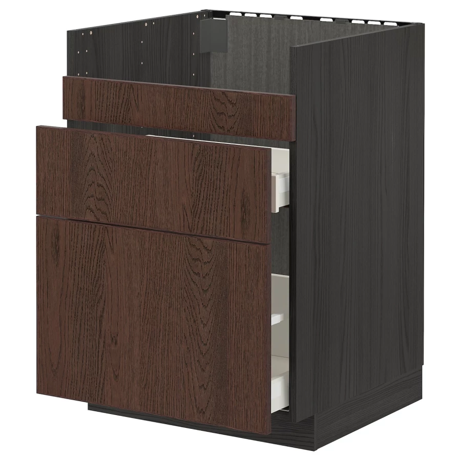 Шкаф под раковину/3 шт/2 шт - METOD / HAVSEN/MAXIMERA  IKEA/ МЕТОД/ХАВСЕН/МАКСИМЕРА ИКЕА, 88х60 см,  черный/коричневый (изображение №1)
