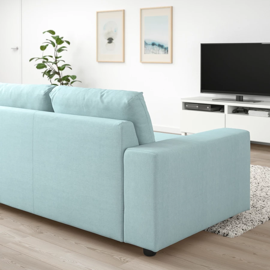 2-местный диван с широкими подлокотниками/Саксемара средний серый - IKEA VIMLE, 98x204см, бежевый, ВИМЛЕ ИКЕА (изображение №4)