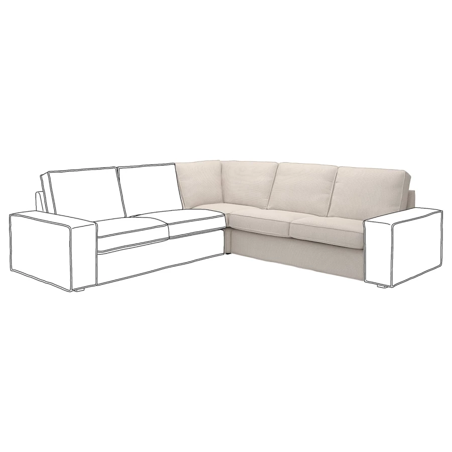 Чехол на угловой диван - KIVIK IKEA/ КИВИК ИКЕА,  бежевый (изображение №1)