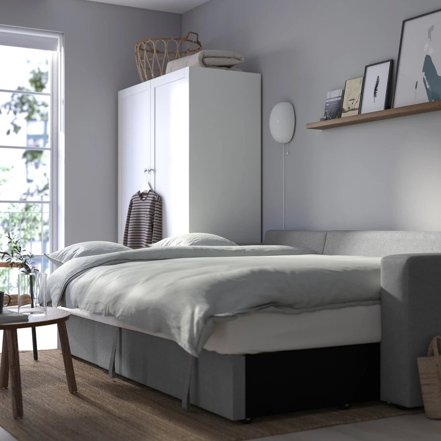 3-местный диван-кровать - IKEA BÅRSLÖV/BARSLOV/БЁРСЛОВ ИКЕА, 236х90х84 см, серый (изображение №3)