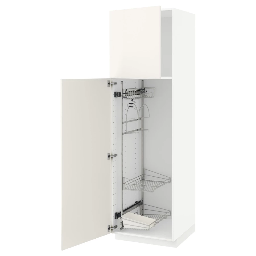 Высокий шкаф/бытовой - IKEA METOD/МЕТОД ИКЕА, 200х60х60 см, белый (изображение №1)