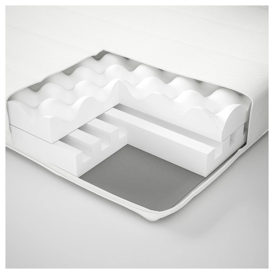 Матрас для односпальной кровати - AFJALL  IKEA/ АФЬЕЛЛЬ ИКЕА, 90x200 см, белый (изображение №3)