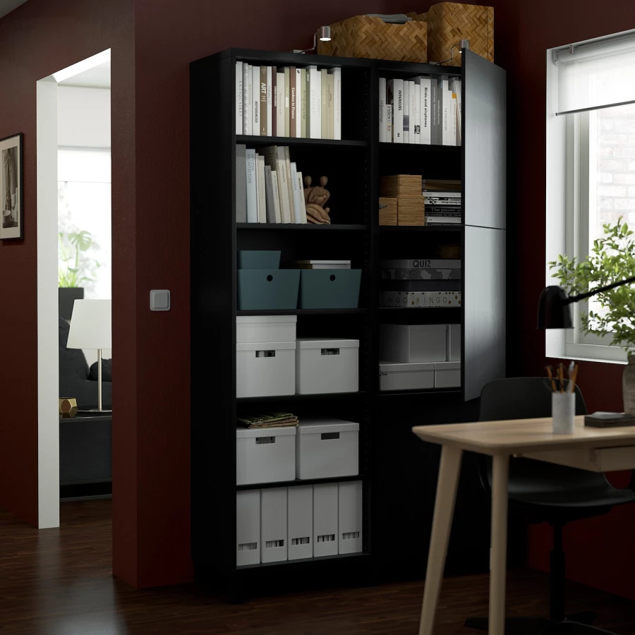 Книжный шкаф с дверцей - IKEA BESTA, 120x42x202 см, черный, БЕСТА ИКЕА (изображение №2)