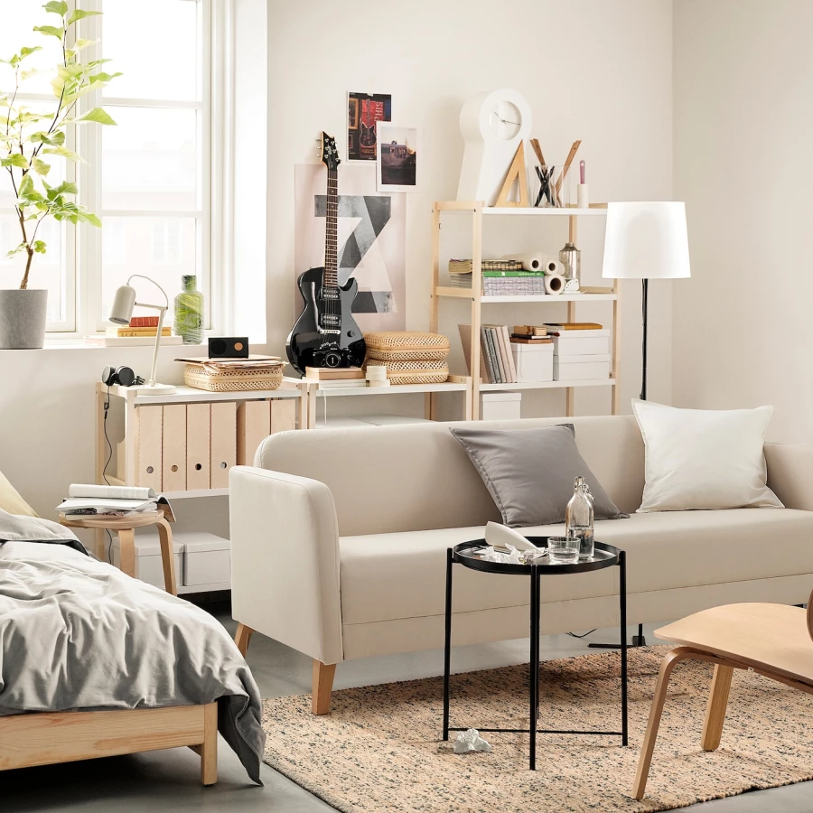 3-местный диван - IKEA LINANÄS/LINANAS, 76x80,5x197см, серый/светло-серый, ЛИНАНАС ИКЕА (изображение №4)