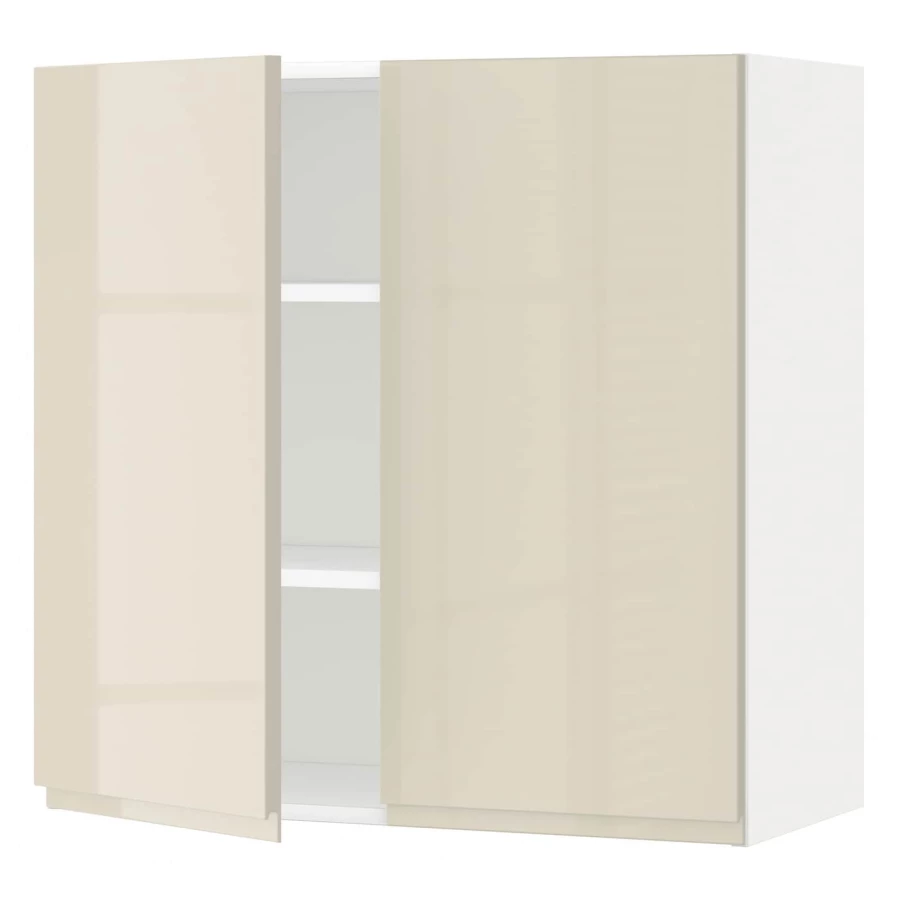 Навесной шкаф с полкой - METOD IKEA/ МЕТОД ИКЕА, 80х80 см, белый/бежевый (изображение №1)