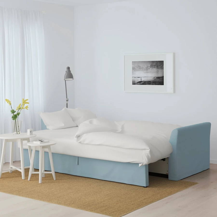 3-местный диван-кровать - IKEA HOLMSUND, 99x231см, голубой, ХОЛЬМСУНД ИКЕА (изображение №4)