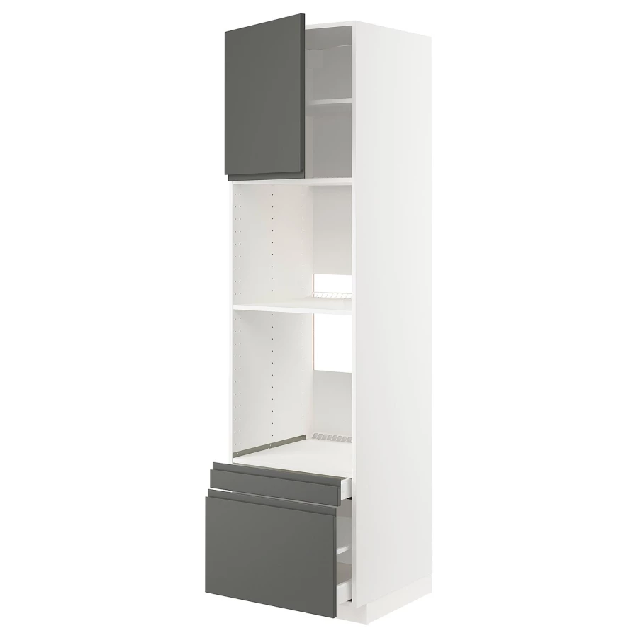 Высокий шкаф с ящиками - IKEA METOD/MAXIMERA/МЕТОД/МАКСИМЕРА ИКЕА, 220х60х60 см, белый/темно-серый (изображение №1)