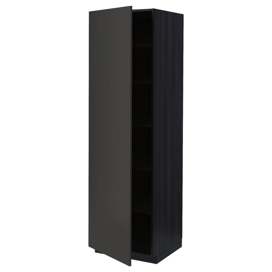 Высокий кухонный шкаф с полками - IKEA METOD/МЕТОД ИКЕА, 200х60х60 см, черный (изображение №1)