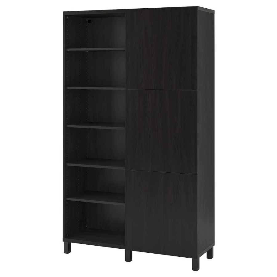 Книжный шкаф с дверцей - IKEA BESTA, 120x42x202 см, черный, БЕСТА ИКЕА (изображение №1)