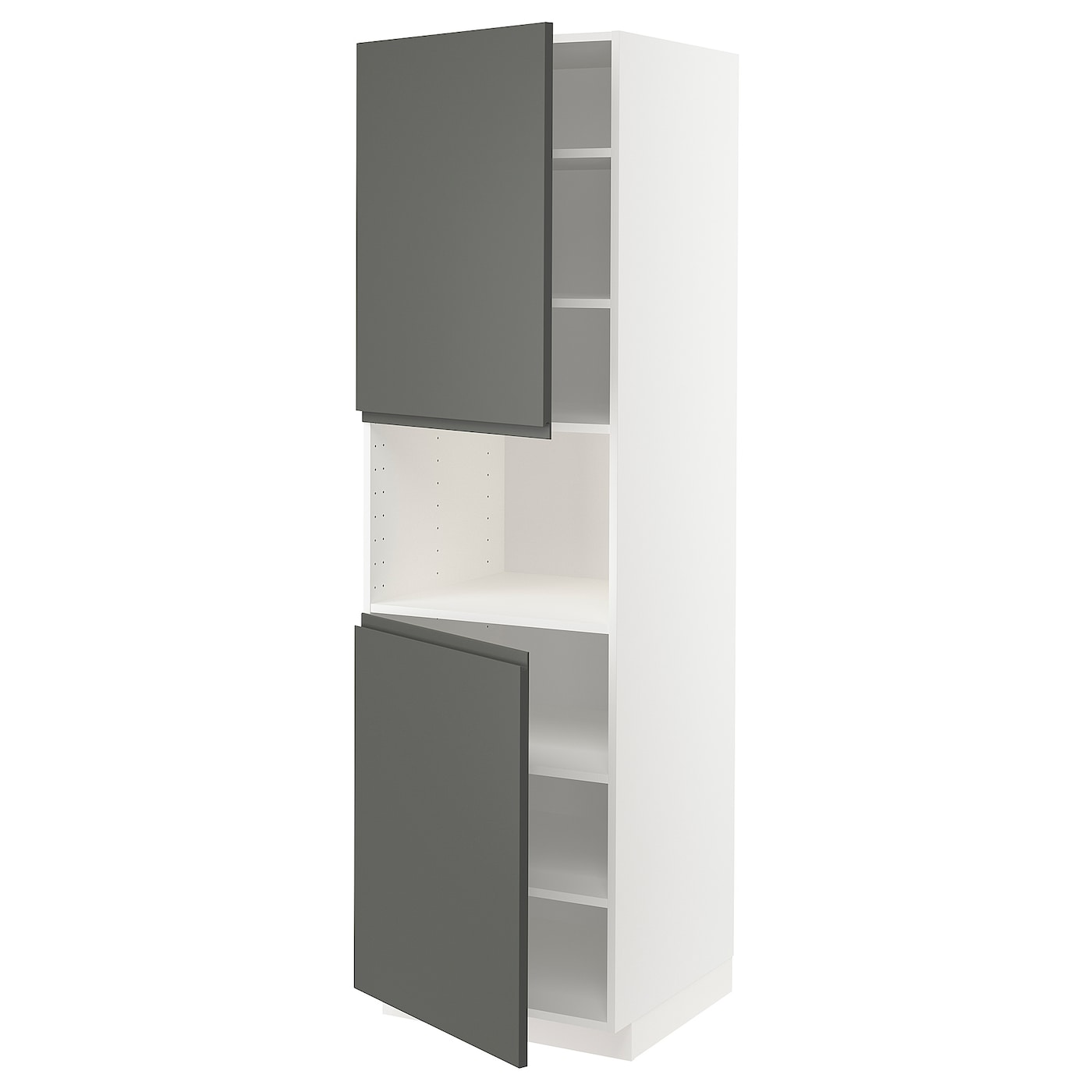 Кухонный шкаф-пенал - IKEA METOD/МЕТОД ИКЕА, 200х60х60 см, белый/темно-серый