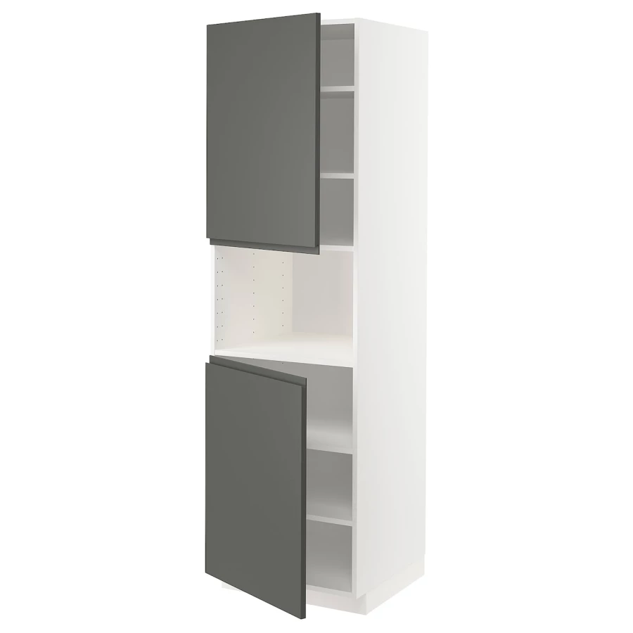 Кухонный шкаф-пенал - IKEA METOD/МЕТОД ИКЕА, 200х60х60 см, белый/темно-серый (изображение №1)