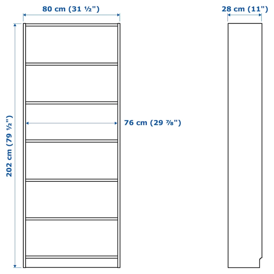 Открытый книжный шкаф - IKEA BESTÅ/BESTA, 28x80x202 см, светло-коричневый, БЕСТО ИКЕА (изображение №4)