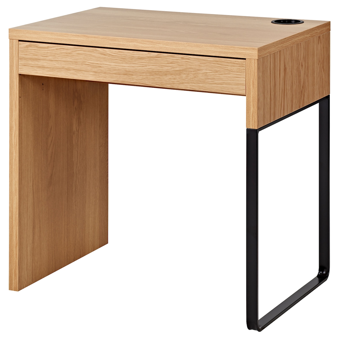 Письменный стол с ящиком - IKEA MICKE, 73х50 см, имитация дуба/черный, МИККЕ ИКЕА