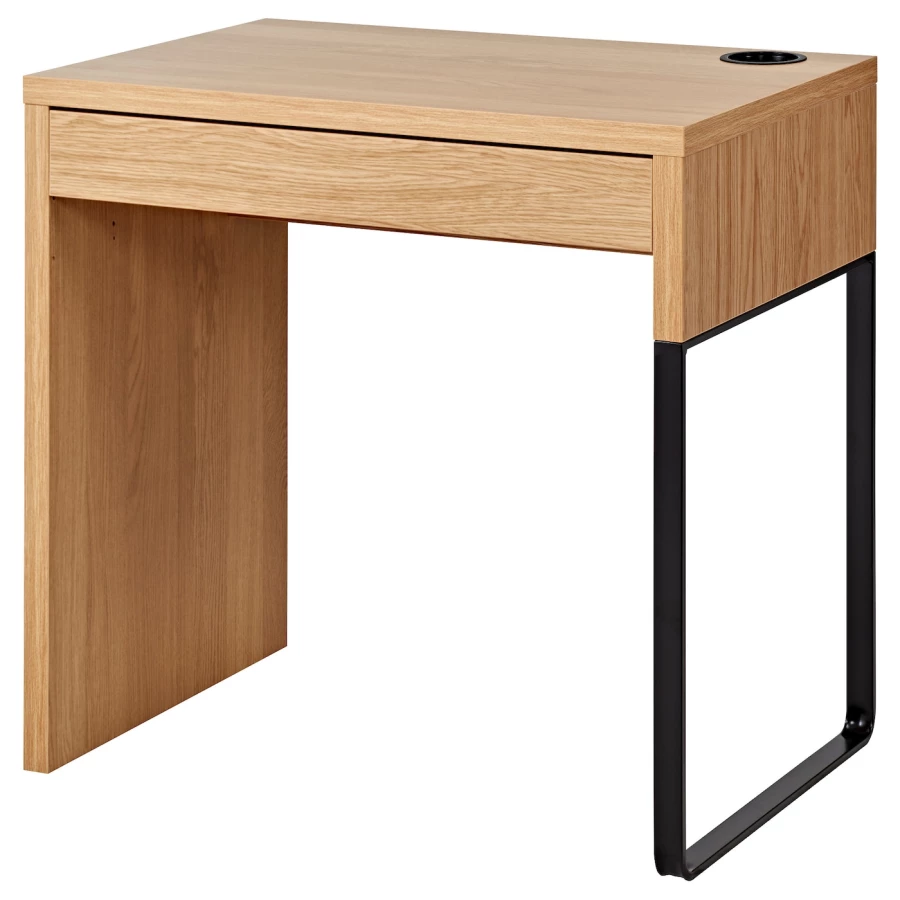 Письменный стол с ящиком - IKEA MICKE, 73х50 см, имитация дуба/черный, МИККЕ ИКЕА (изображение №1)