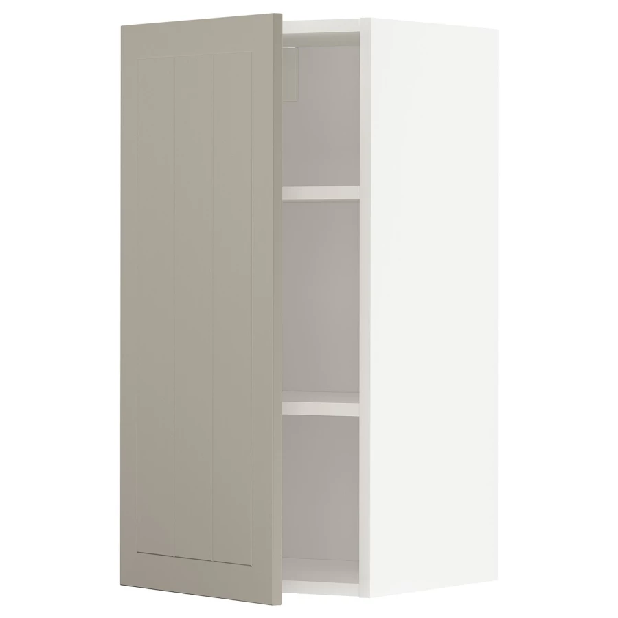 Навесной шкаф с полкой - METOD IKEA/ МЕТОД ИКЕА, 80х40 см, светло-коричневый/белый (изображение №1)