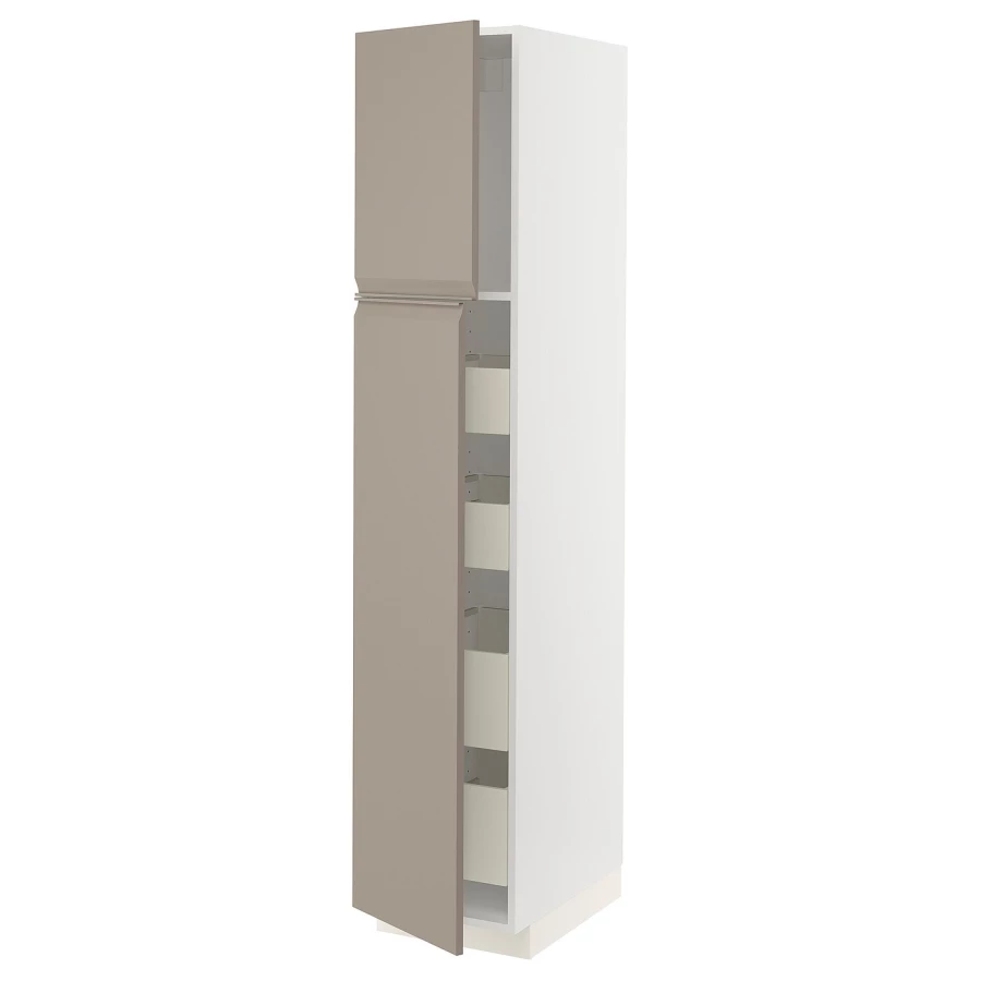 Высокий шкаф - IKEA METOD/MAXIMERA/МЕТОД/МАКСИМЕРА ИКЕА, 200х60х40 см, бежевый/белый (изображение №1)