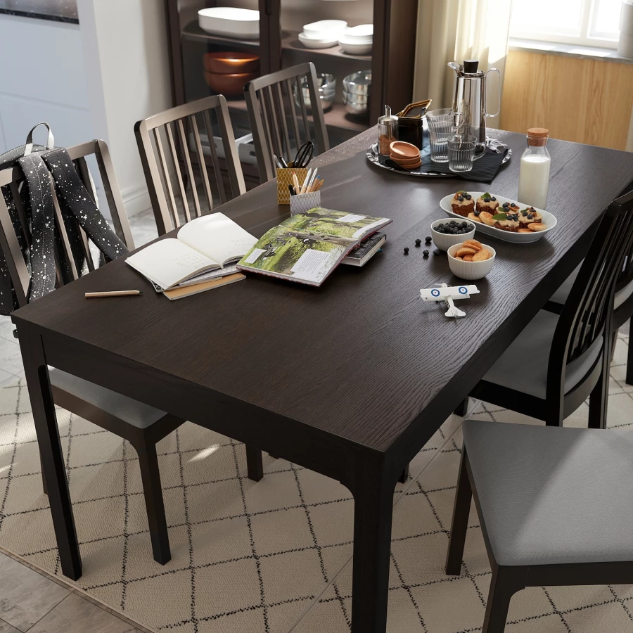 Раздвижной обеденный стол - IKEA EKEDALEN, 180/240х90 см, темно-коричневый, ЭКЕДАЛЕН ИКЕА (изображение №8)