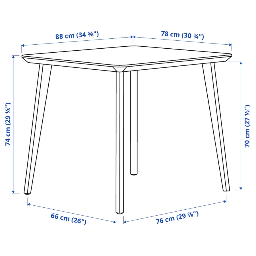 Стол и 2 стула -LISABO / LISABO IKEA/ ЛИСАБО ИКЕА, 88х74х46 см, дерево (изображение №8)