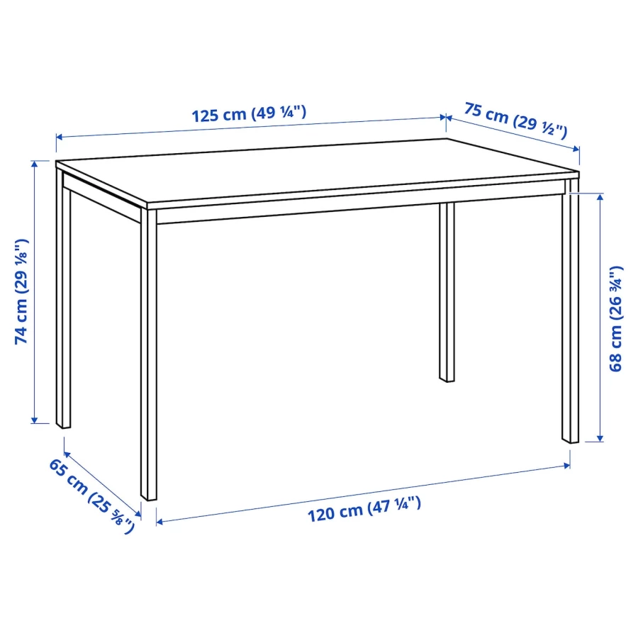 Кухонный стол - MELLTORP/LIDÅS IKEA/МЕЛЛЬТОРП /ЛИДОС ИКЕА, 125х75х74 см, белый/черный (изображение №3)