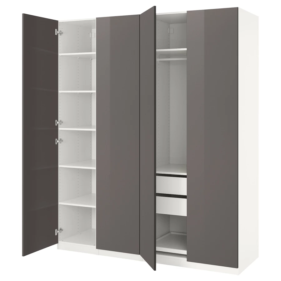Шкаф - IKEA PAX/FARDAL/ПАКС/ФАРДАЛЬ ИКЕА, 60х200х236,4 см, белый/темно-серый (изображение №1)