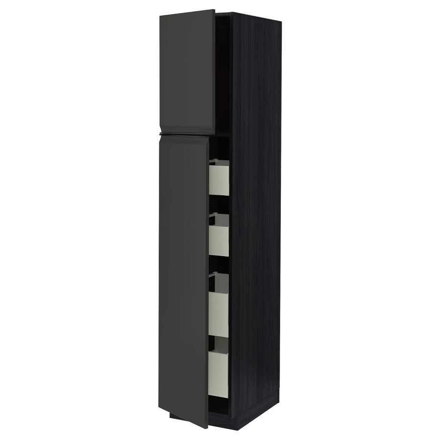 Высокий шкаф - IKEA METOD/MAXIMERA/МЕТОД/МАКСИМЕРА ИКЕА, 200х60х40 см, черный (изображение №1)