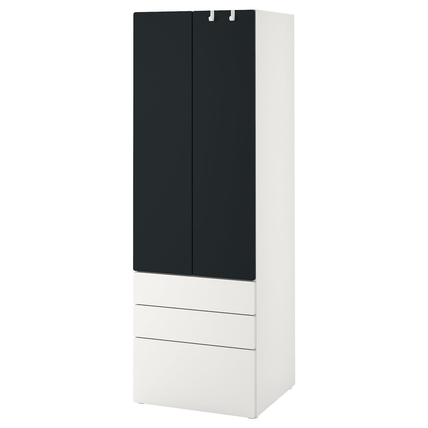 Шкаф детский - IKEA PLATSA/SMÅSTAD/SMASTAD, 60x57x181 см, белый/черный, ИКЕА