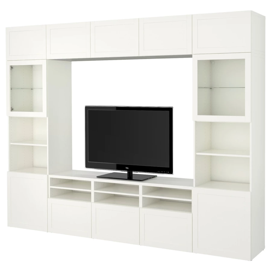 Комбинация для хранения ТВ - IKEA BESTÅ/BESTA, 231x42x300см, белый, БЕСТО ИКЕА (изображение №1)
