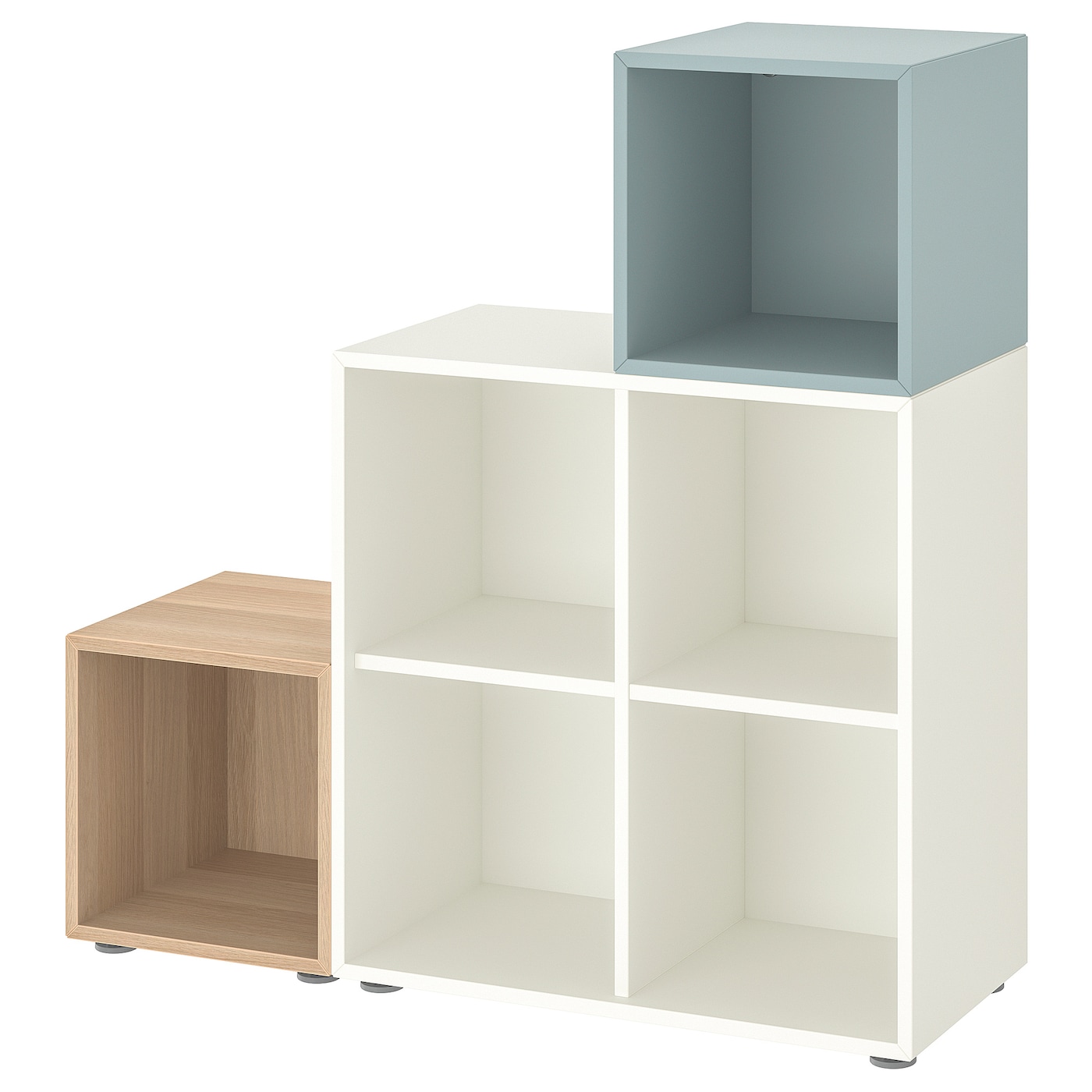 Комбинация для хранения - EKET IKEA/ ЭКЕТ ИКЕА,  107х105х70 см,  белый/бледно-голубой/под беленый дуб