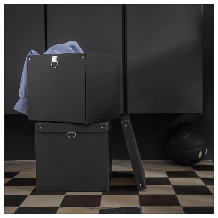 Коробка с крышкой - NIMM IKEA/ НИММ ИКЕА, 32х30х30 см, черный (изображение №3)