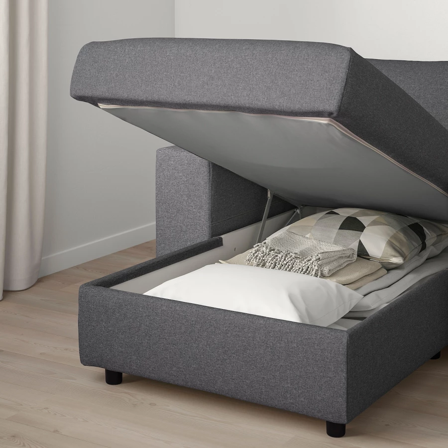 Угловой диван-кровать с шезлонгом - IKEA VIMLE/ВИМЛЕ ИКЕА, 256/356х68х164 см, темно-серый (изображение №5)