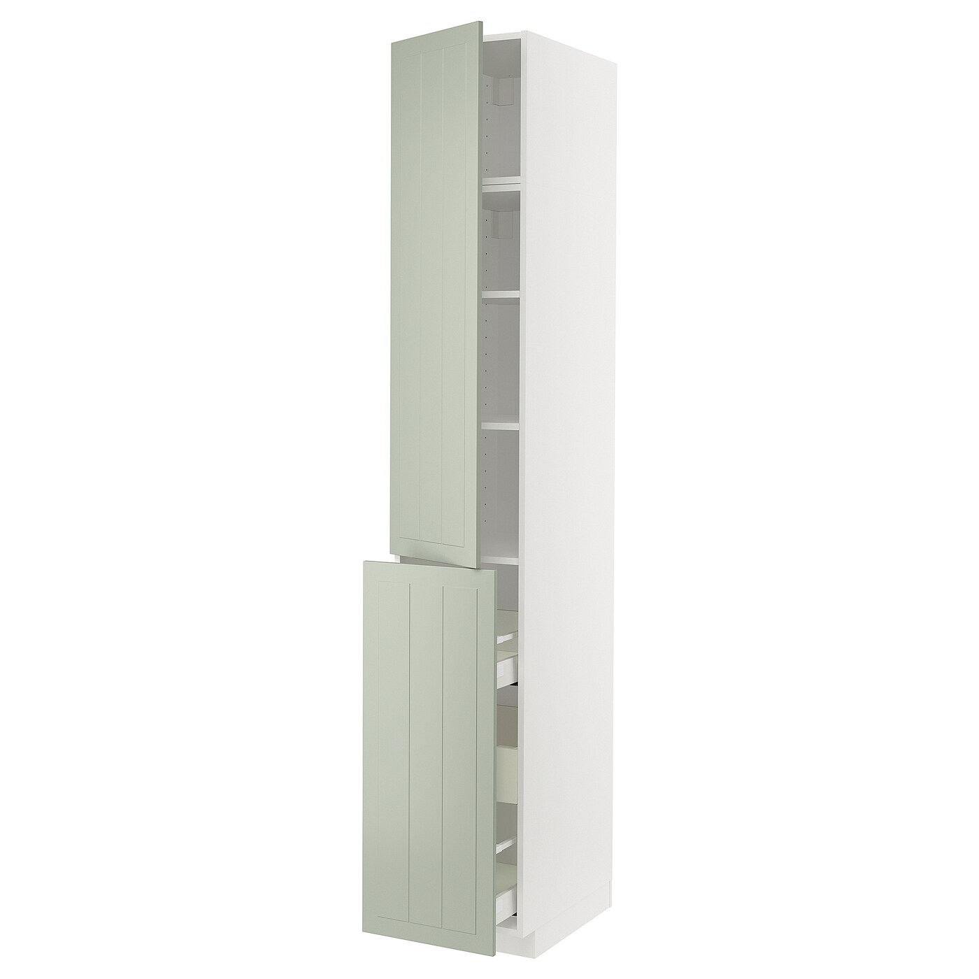 Высокий шкаф - IKEA METOD/MAXIMERA/МЕТОД/МАКСИМЕРА ИКЕА, 240х60х40 см, белый/зеленый