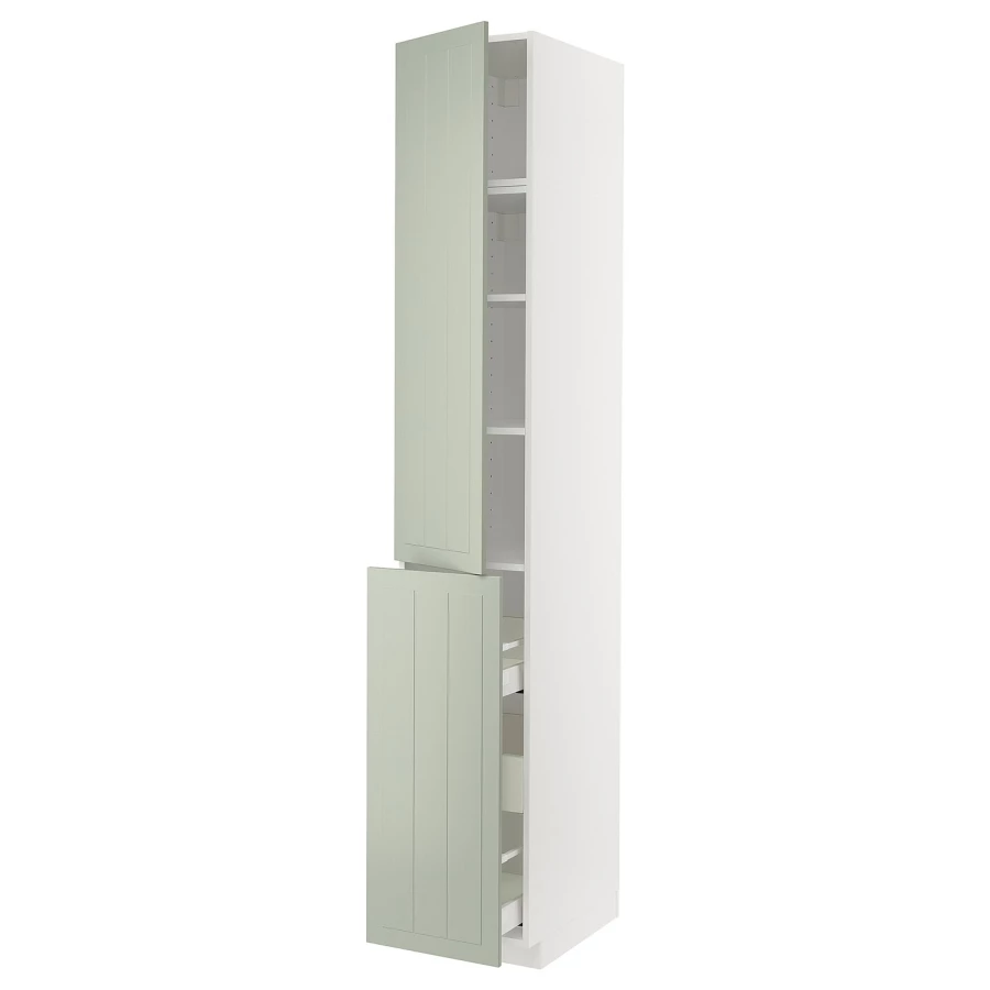 Высокий шкаф - IKEA METOD/MAXIMERA/МЕТОД/МАКСИМЕРА ИКЕА, 240х60х40 см, белый/зеленый (изображение №1)