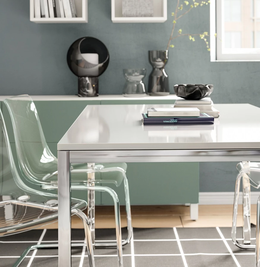 Стол обеденный - IKEA TORSBY, 135х85х75 см, белый/металлик, ТОРСБИ ИКЕА (изображение №6)