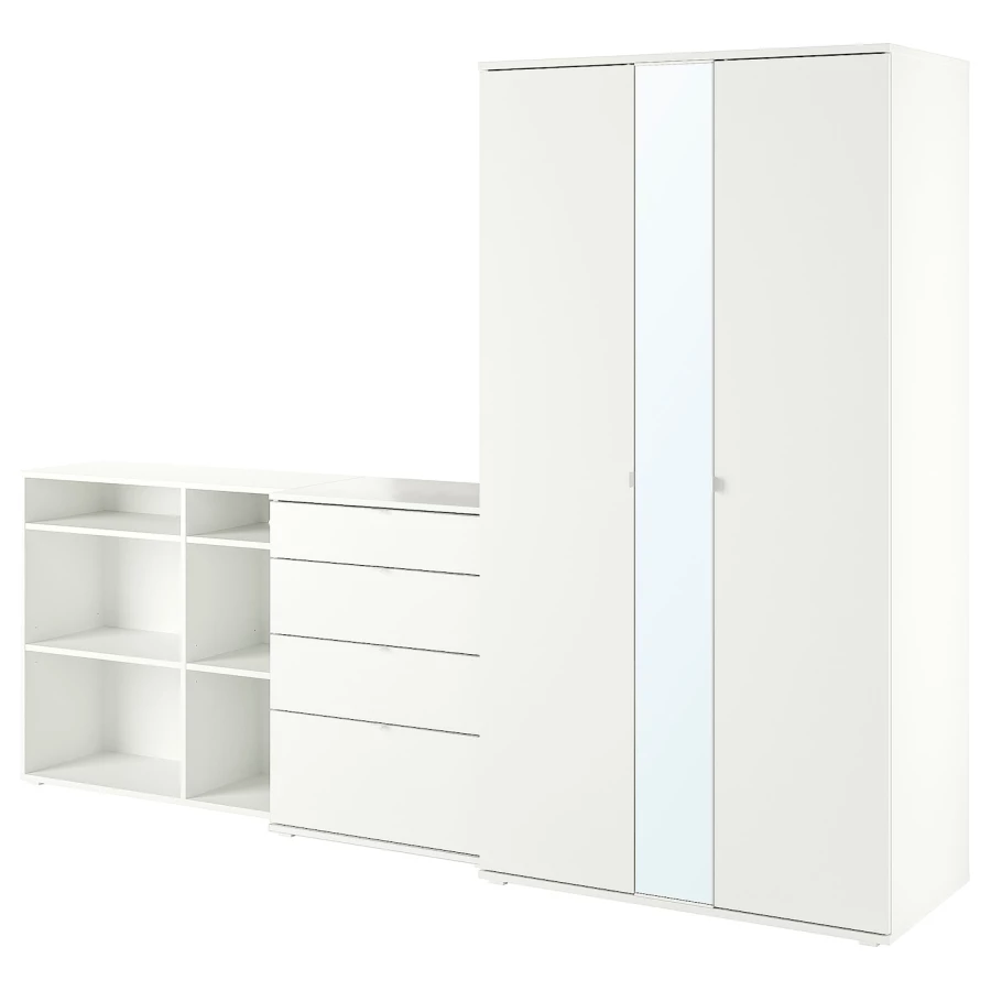 Шкаф с зеркалом - IKEA VIHALS/ВИХАЛС ИКЕА, 57х200х270 см, белый (изображение №1)