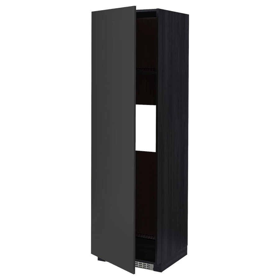 Кухонный шкаф-пенал - IKEA METOD/МЕТОД ИКЕА, 200х60х60 см, черный (изображение №1)