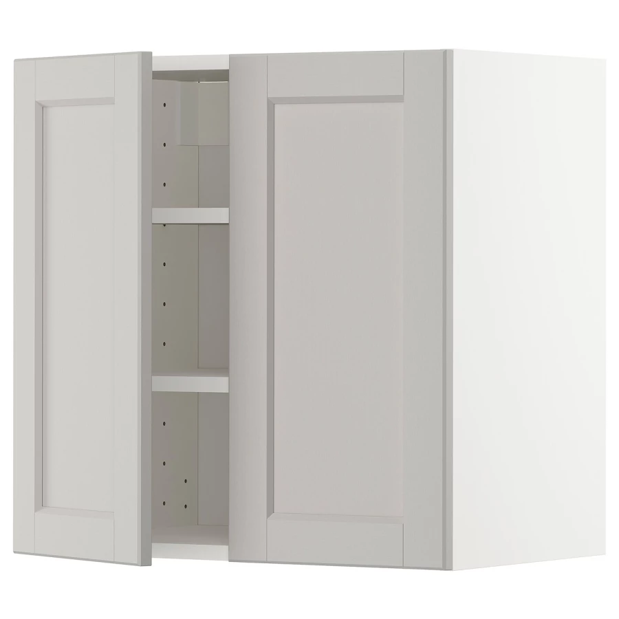 Навесной шкаф с полкой - METOD IKEA/ МЕТОД ИКЕА, 60х60 см, светло-серый/белый (изображение №1)