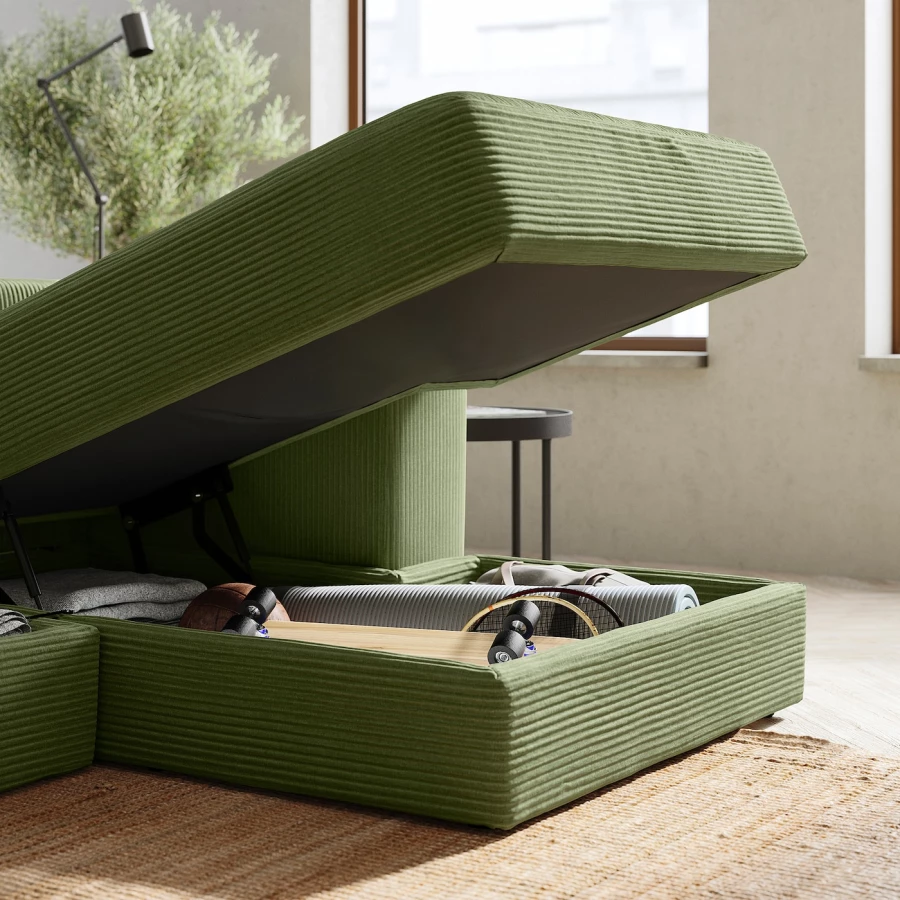 3-местный диван и шезлонг - IKEA JÄTTEBO/JATTEBO,  71x160x310см, зеленый, ЙЕТТЕБО (изображение №3)