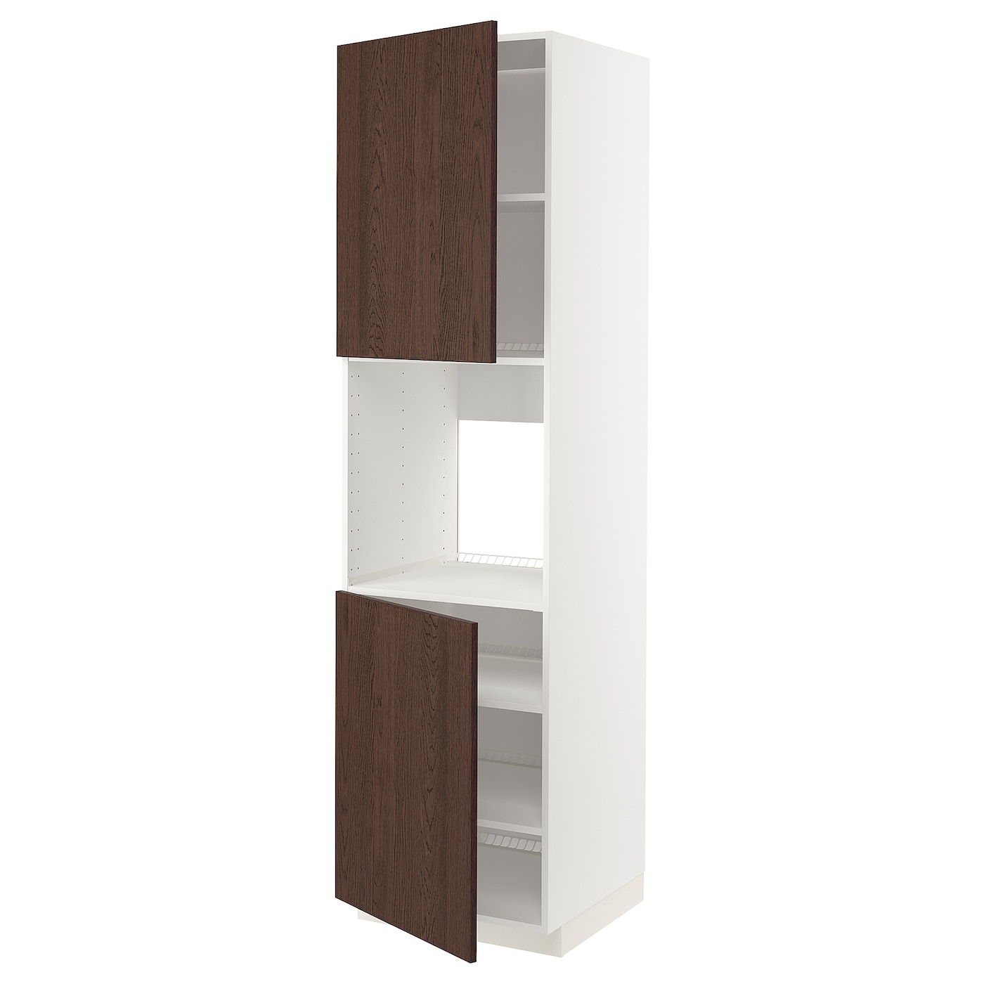 Кухонный шкаф-пенал - IKEA METOD/МЕТОД ИКЕА, 220х60х60 см, белый/коричневый