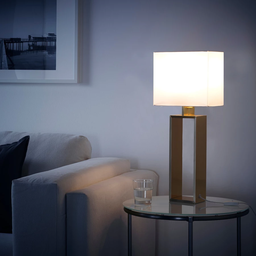 Лампа - STILTJE  IKEA/СТИЛТЬЕ ИКЕА, 59 см, желтый/белый (изображение №2)
